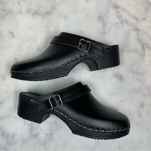 Verka Black Leather Convertible Slingback Clogs Sz 41